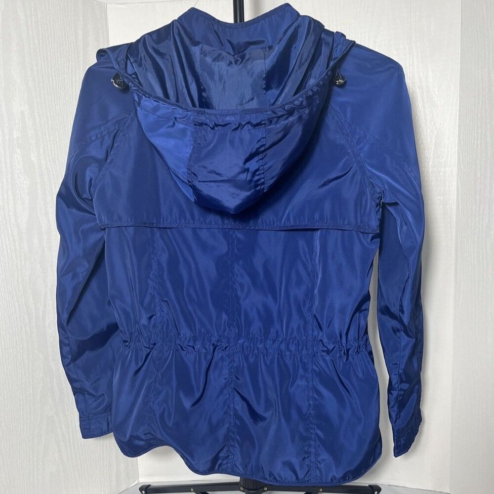 Zara Lightweight Windbreaker Blue Jacket Hood Zipper Snap Buttons Women’s Medium - Picture 3 of 9